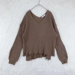 【セブンデイズサンデイ】レディース 長袖 リブニット F ブラウン Vネック