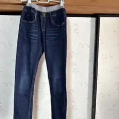 ダークブルー ゴムウエスト スキニーパンツ