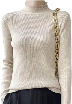 リブニット 長袖 白