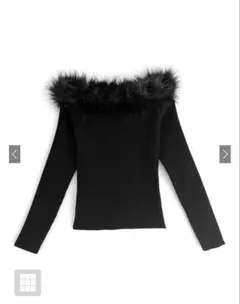 ファーオフショルダーニットトップス