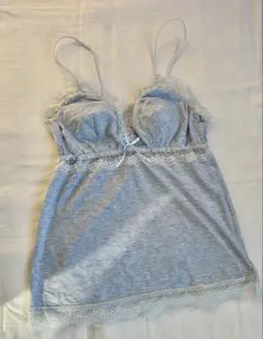 70s古着　フランスアンティーク　ヴィンテージ　ブルーフリルキャミ