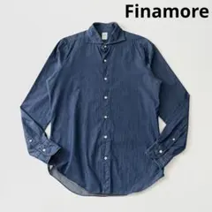 Finamore フィナモレ ワイドカラー コットン デニム シャツのサムネイル
