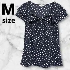 NATURAL BEAUTY BASICドット柄 フリルスリーブ ブラウス M