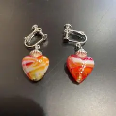 ハート型ビーズ ノンホールピアス