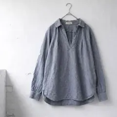 FRAMeWORK リネン スキッパーシャツ 白×グレー - メルカリ