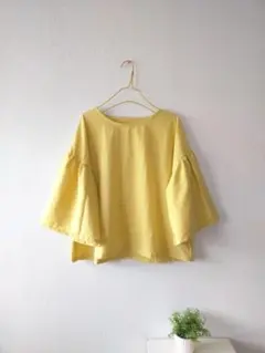 cotton フリル袖ブラウス 日本製【選べる35色】人気カラー