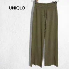 ユニクロ ウォッシャブルニットリブパンツ ワイド ウエストゴム リラックス M