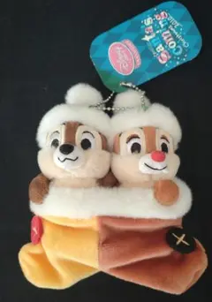 ディズニーストア　チップ　デール　ぬいぐるみ　マスコット　クリスマス　タグ付き