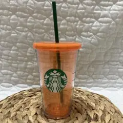 スターバックス　ロゴコールドカップ　オレンジ
