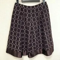 SOUP スープ フレアスカート ブラウン 円形刺繍 M