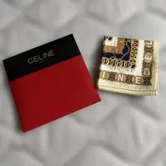 CELINE シルクハンカチ ネイビー/ゴールド