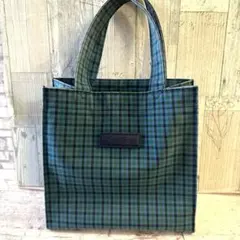 familiar 緑と青のチェック トートバッグ