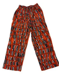 レッド系プリントイージーパンツFree size