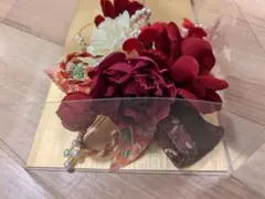 コサージュ　髪飾り　成人式　和装　白　紫