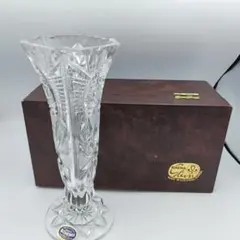 ボヘミア クリスタル 花瓶 チェコスロバキア製 ハンドカット 500PK 共箱付