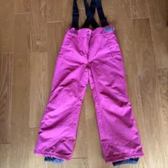 子ども用 ピンク スノーボードウェア サスペンダー付き