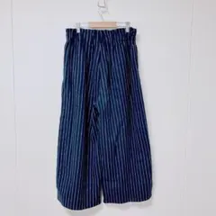 earth music&ecology ストライプ　カジュアルパンツ 紺色　F