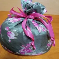 フラワープリント 巾着袋 グリーン系