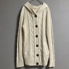 【pink adobe】ニット　セーター　カーディガン　ロング　厚手　フード