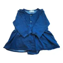 デニム風ロンパースワンピース 80cm カジュアル＆可愛い長袖ベビー服