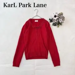 【カールパークレーン】長袖ニット（M)リボン ビジュー フェミニン ウール混