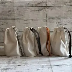 ハンドメイド 巾着袋 4枚セット 生成りのサムネイル