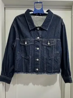 試着程度GRL ショート丈 デニムジャケット フリンジ インディゴカラー ブルー