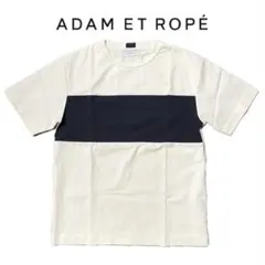 アダムエロペ 配色ライン Tシャツ ホワイト Mサイズ ストレッチ モード 上質