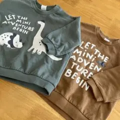 H&M 恐竜プリント裏起毛トレーナー2枚