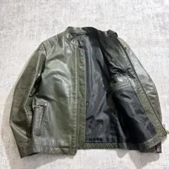 廃盤品 BOYCOTT シングルライダース レザージャケット ダークグリーンのサムネイル