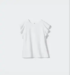 【新品タグ付】UNIQLO ラッフルスリーブT ホワイト　白　Lのサムネイル