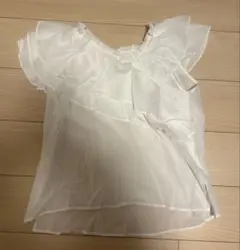 LOWRYS FARM ホワイト フリル 半袖シャツ