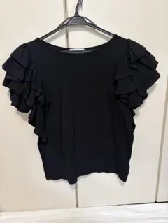【美品】SLOBE IENAフリル袖 半袖カットソー ブラックのサムネイル