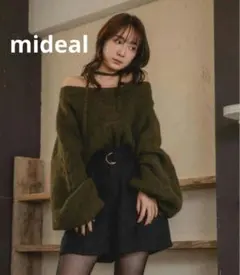 mideal オリーブグリーン ニット セーターのサムネイル