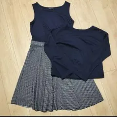 COMME CA ISM ネイビー スカートセットアップ M
