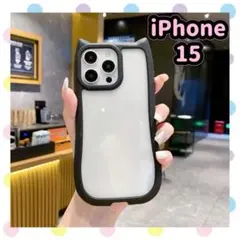 iPhone15 猫耳 ケース 背面クリア 指紋防止 可愛い シンプル ブラック