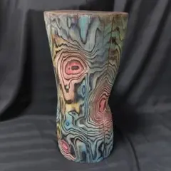 ★カラフルで木目模様が美しいハンドメイド丸太椅子