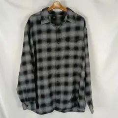UNIQLO　ネルシャツ　3XL　オンブレチェック　グレー　ブラック　B6277