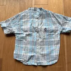 BREEZE 水色半袖チェックシャツ　120cm