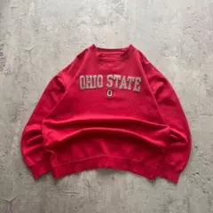 USA古着 カレッジ 刺繍 スウェット トレーナー レッド オハイオ大学 L