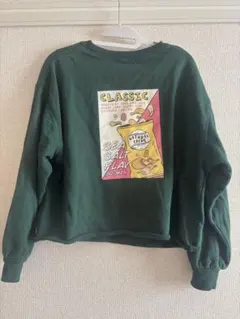 WEGO バックプリントトレーナー Sサイズ 冬服 グリーン