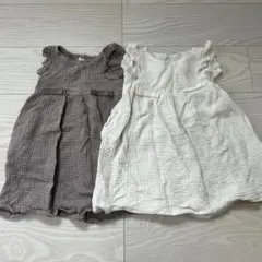 ノースリーブワンピース 2点セット (ブラウン・ホワイト)