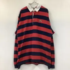 LACOSTE ラコステ 長袖 ボーダー ポロシャツ ロゴ入り