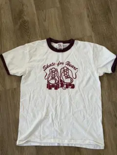 リンガーTシャツ ホワイト/バーガンディ