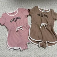 ロンパース　SHEIN リボン　リブ編み　9-12M 2枚セット