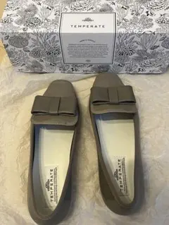 【TEMPERATE】レインシューズ リボン グレージュ 38 美品 晴雨兼用のサムネイル