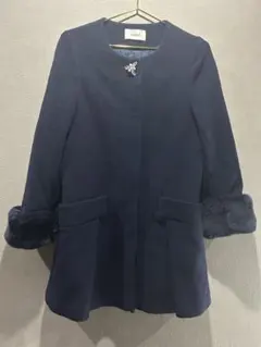 デートに★snidel★ビジューファーネイビーノーカラーコート
