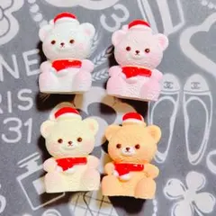 920*デコパーツ♡サンタくまさん ミニチュア ぬいぐるみ モコモコ クリスマス