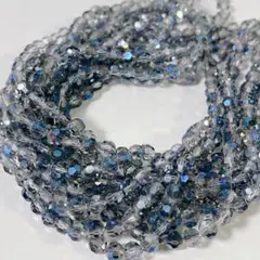 xk529/SALE！ガラスビーズ◇多面カット　クリアブルーmix 5連