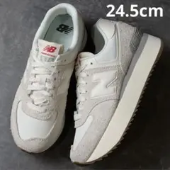 ニューバランス　WL574ZQD 24.5cm ライトグレー　厚底スニーカー